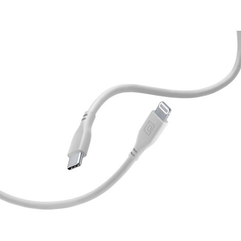 Câble souple Cellularline - Câble USB-C vers Lightning certifié MFi 1,2 m (gris)