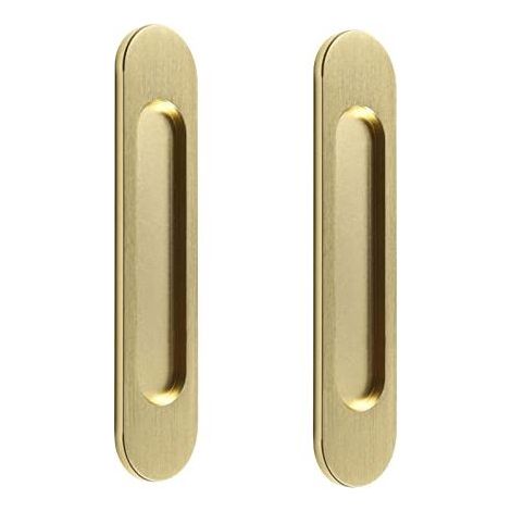 Set selbstklebender ovaler Schiebetürgriffe aus gebürsteter goldfarbener Aluminiumlegierung, ohne Bohren, für Schiebetüren (1/4)