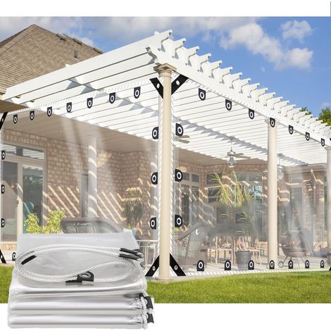 Bâche de Protection Imperméable Exterieur,0.5mm Bache Transparente 1mx2m Renforcée avec Oeillet Bâche Protection Pluie pour Poulailler Terrasse Serre Piscine Balcon (1/5)
