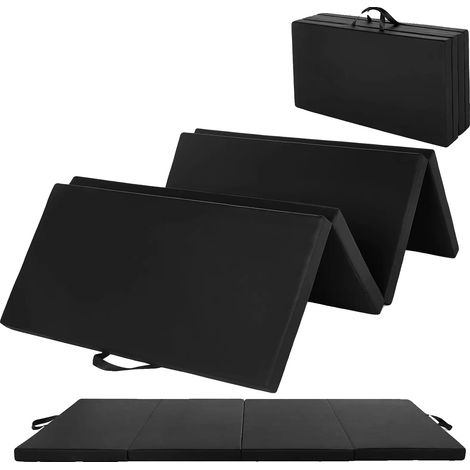 Tapis d'exercice, design pliable, protection contre les chocs, noir (1/2)