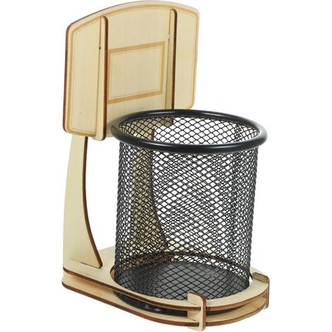 Schreibtisch-Organizer aus Holz mit Korbhalter, multifunktionaler und stilvoller Stifthalter mit Fassungsvermögen, modernes Bürozubehör (1/5)