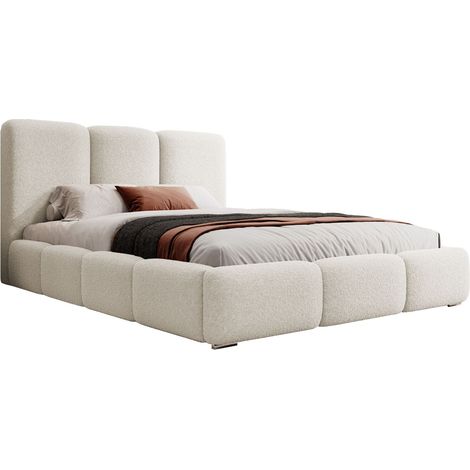 Selsey Bauro - Polsterbett 140x200 cm, mit Stauraum und Bouclé-Bezug, vanille (1/3)