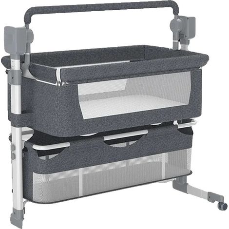 Berceau pour bébé, balancement à cinq vitesses, hauteur réglable, X601-GRIS (1/2)