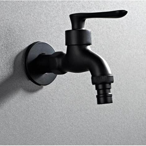 Generic black bathroom faucet, single cold water faucet, wall mounted washing machine, single cold water faucet, black garden faucet (1/3)