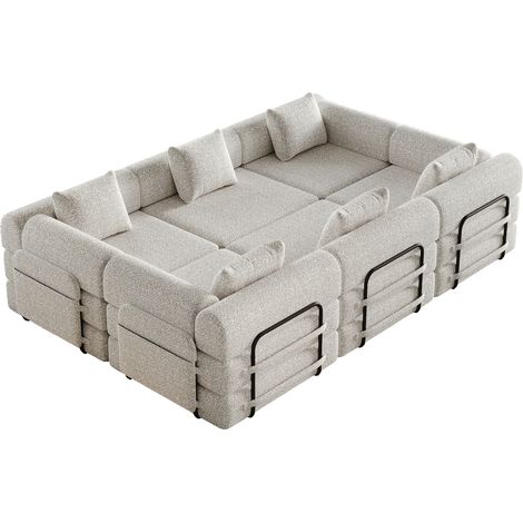 ELVMI Fauteuil Convertible 2-en-1 avec Rangement d'Accoudoir, Configurations Modulables, en Chenille, Kaki (1/5)
