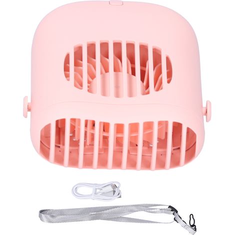 Ventilateur de Poche Mini USB Rechargeable à Accrocher à la Ceinture Rose pour Bureau Voyage (1/5)