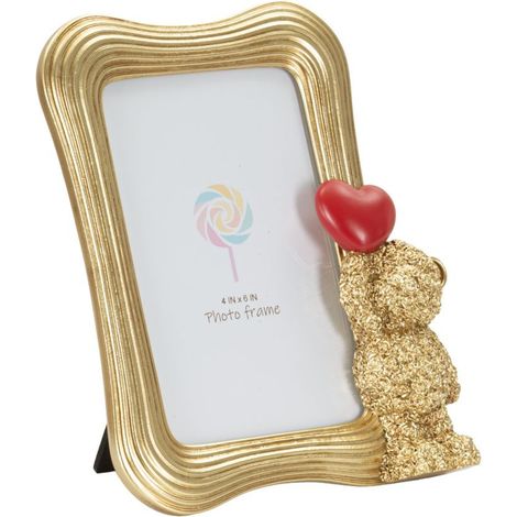 Cornice portafoto Glam in poliresina oro con orsetto (1/5)