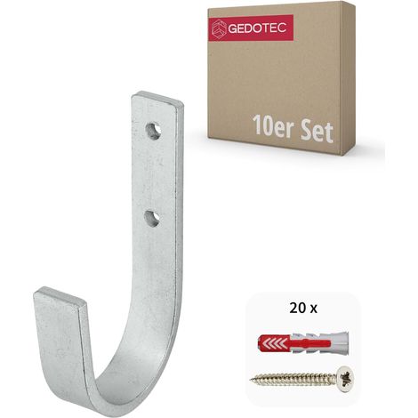 Lot de 10 Crochet Support mural Acier galvanisé 30x90mm Fixation Garage Atelier Charge 80kg (1/5)