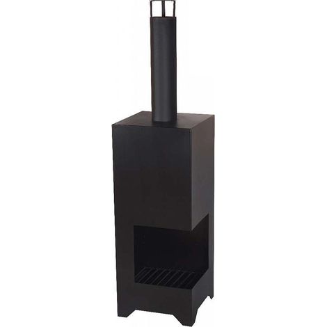 Cheminée d'extérieur en acier noir DALLAS 115x40x40 cm (1/4)