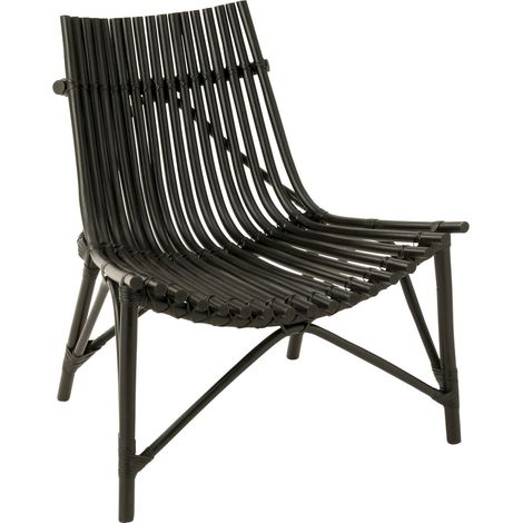 Chaise en rotin noir design élégant pour salon ou terrasse - Noir profond rotin naturel (1/5)