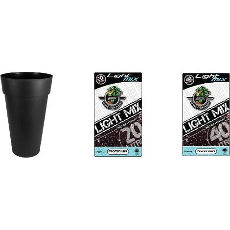 Pack - Pot EDA Toscane Anthracite rond XXL 90L + Substrat Platinium LightMIX