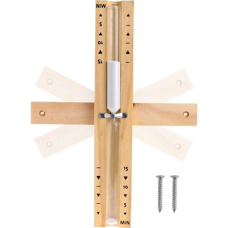 Sablier de sauna, 15 minutes sablier blanc pour sauna - En bois de pin naturel et verre - Robuste et résistant à la chaleur - 1 Horloge de sauna + 2 vis en acier inoxydable (1/5)