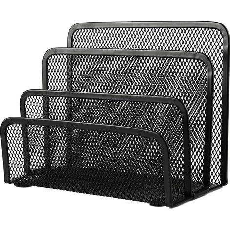 DIY Corbeille à lettres en métal mesh Support de Dossier Porte-magazines en maille métallique Trieur sur Table Porte Document Étagère 3 Couches d'Organisateur de Rangement