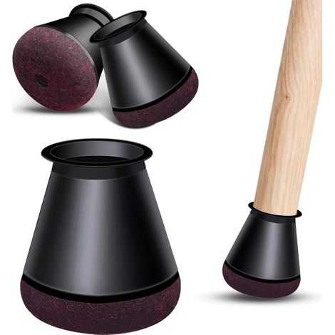 Lot de 24 protections enveloppantes en silicone noir pour pieds de meuble anti bruit et anti rayures (1/5)
