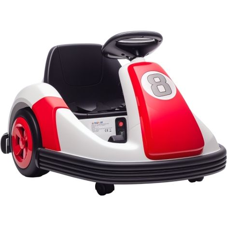 360-Degree Rotating Kids Bumper Car, 6V Electric Ride-On with Music and Horn for Ages 3-8, Red Color