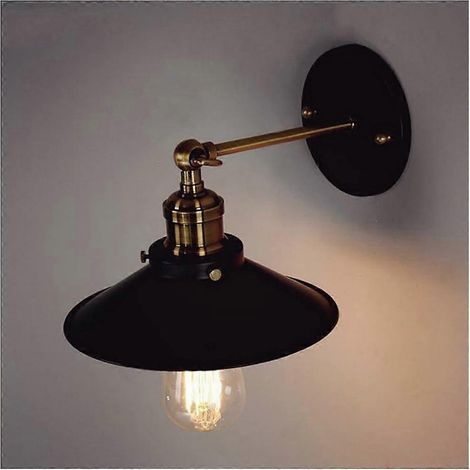Applique murale moderne style rétro vintage loft noir E27 LED, support mural en fer, décoration industrielle.