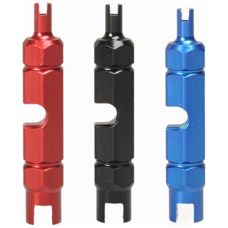 Outil de démontage de valve en 3 parties pour valves Schrader et Presta. Pour VTT et vélos de route. Réparation et entretien faciles des chambres à air. (1/4)
