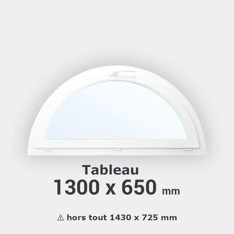 Fenêtre demi-lune PVC blanc à soufflet H 65 x L 130 cm tableau pour pose en neuf (1/2)