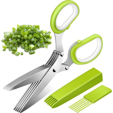 Ciseaux de Cuisine à 5 Lames en Acier Inoxydable,Ciseaux Multi-Usages pour Herbes Aromatiques pour Ciseauxs Herbes Aromatiques Ciboulette, Persil (1/5)