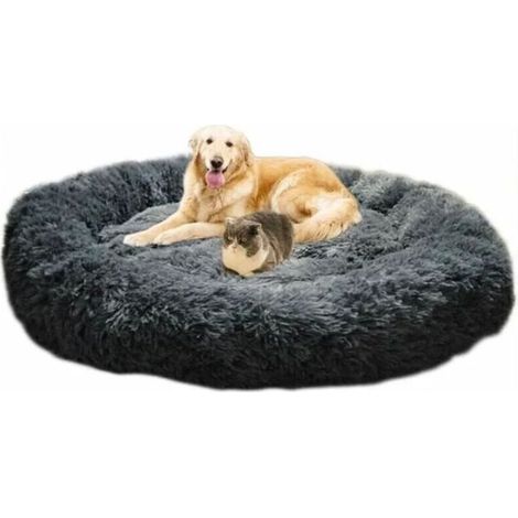 Lit Moelleux Rond Pour Chat Et Chien Extra Large Lavable Avec Coussin Corbeille et panier pour chien 50x50cm Gris (1/5)