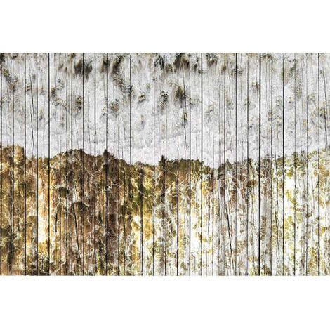 Papier peint panoramique bpois moderne doré & gris Tapisserie panoramique bois originale Papier peint panoramique marin idéal salon (1/3)