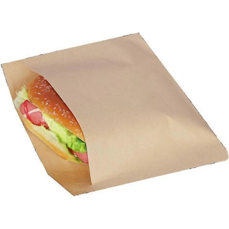100 sachets plats en papier kraft pour sandwichs, feuille d'emballage brune oléagineuse, qualité alimentaire, pour biscuits, pain et autres aliments. (1/5)