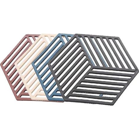 Ensemble de tapis de cuisine en silicone - Résistant à la chaleur, antidérapant, design nordique - Comprend 4 dessous de verre (1/5)