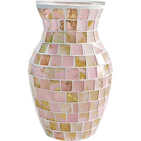 Vase en Mosaïque, Vases Décoration D'intérieur, Verre à Fleurs de compositions, pour Salon Chambre Table Wedding Party Office (Rose) (1/5)
