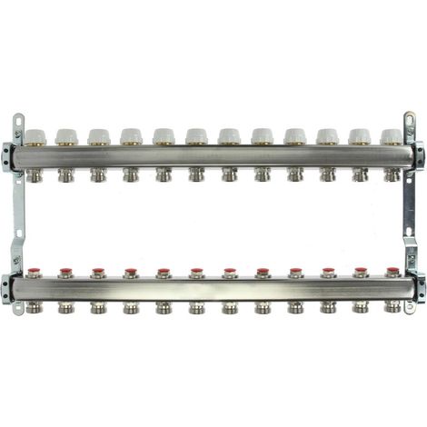 Collecteur plancher chauffant 12 circuits 1’’ acier inoxydable