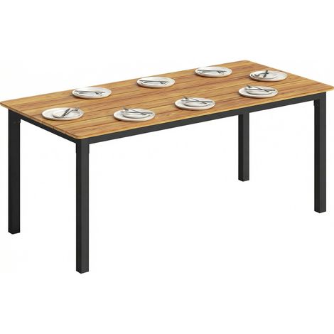 Tavolo da giardino per 6-8 persone, tavolo da pranzo per esterni con piano a doghe in legno massello, 180x86x74 cm, teak