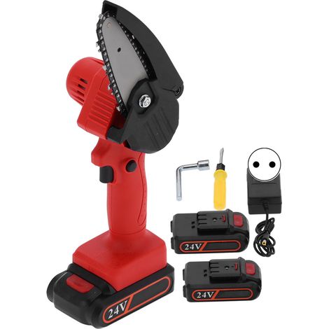 Scie électrique mini FYD-003 rouge, tronçonneuse rechargeable pour jardinage et menuiserie, avec chargeur secteur UE 110-240V, outil d'élagage compact (1/5)