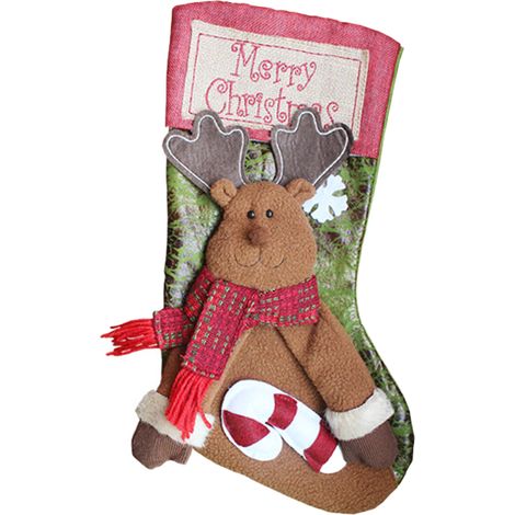 Chaussette De Noël - Pour Arbre De Noël Et Cheminée - En Tissu Doux Et Résistant - Taille Unique - Lot De 1 (1/5)