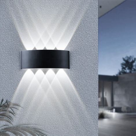 Applique murale LED pour intérieur et extérieur, lampe de jardin en aluminium 8 W, applique murale 8 LED, étanche IP65, lumière blanche 6000 K (1/5)