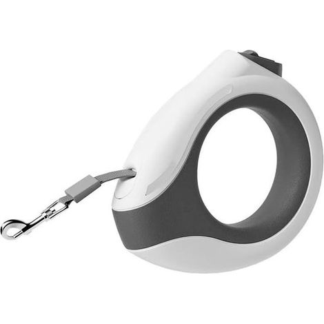 Laisse enrouleur pour chien 3 m, laisse rétractable robuste avec poignée ergonomique, longueur réglable, pour promenades quotidiennes, chiens et chiots, blanc (1/5)