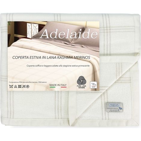 Coperta Estiva Adelaide in Lana Merino e Kashmir – Leggera, Traspirante, Antipilling – Made in Italy, Mezza Stagione Cm. 190x220 1 Piazza e Mezza (1/5)