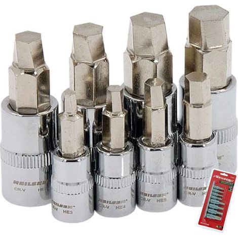 Neilsen 8pc Damaged Hex Screw Extractor Sockets Set Bits 3mm - 10mm 1/4" 3/8" (1/2)