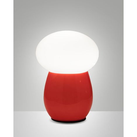 Lampada da tavolo Freddy in vetro soffiato Rosso, attacco E27 40W, interruttore integrato, design elegante e moderno - Freddy Collection