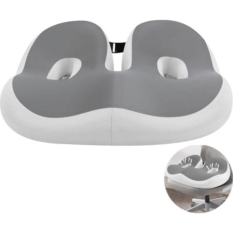 Coussin Chaise Mémoire Épais – Support Confortable Anti-Dérapant pour Bureau, Fauteuil, Voiture, Soulage Pression Dos et Coccyx (1/5)