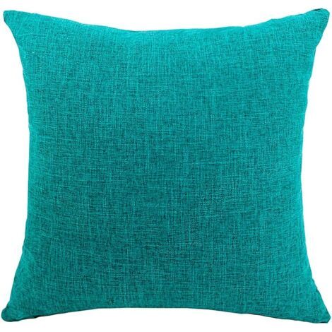 Housses de Coussin Coton Lin en Couleur Unie Throw Pillow Case Chambre Salon Sofa Décoration de Maison Carré Taie d'oreiller Invisible Fermeture à glissière Bleu Paon 40X60CM (1/5)