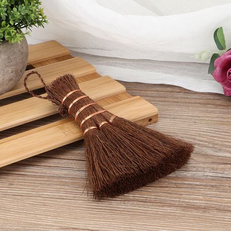 Brosse à thé naturelle en fibre de coco pour set à thé, petit balai de nettoyage de comptoir et bureau, 15 cm (1/5)