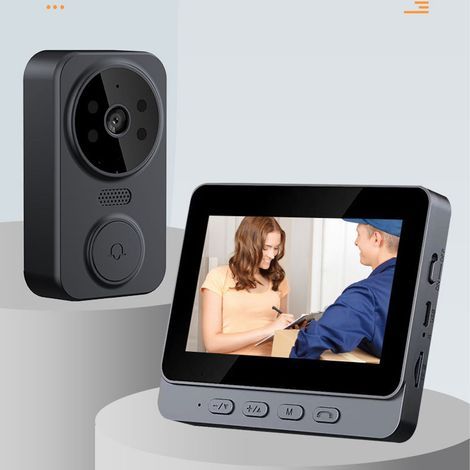 Sonnette vidéo sans fil 2,4 GHz WiFi Vision nocturne infrarouge Type C voix bidirectionnelle 1080P objectif grand angle haute fidélité moniteur de sonnette intégré (1/5)