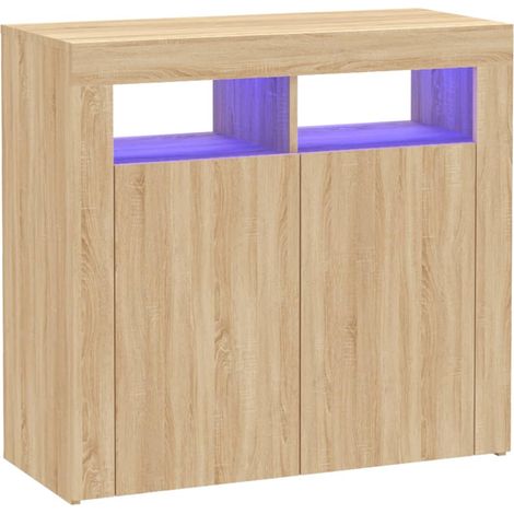 Credenza buffet cassettiera mobile contenitore organizer cucina soggiorno soggiorno con luci a LED Sonoma 80 x 35 x 75 cm marrone 020029968
