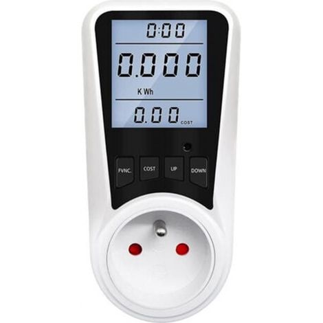Prise compteur d'énergie - NOBRANO - LCD 7 modes - Écran LCD - 16A/3680W - Prise EU - Blanc (1/5)