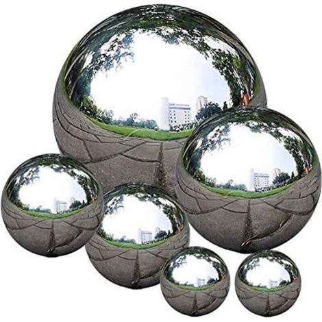 En Acier Inoxydable Poli Miroir 50 à 150 mm Boule réfléchissante Flottante pour décoration de Jardin 6 PCS (1/4)