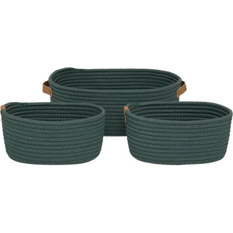 Lot de 3 Paniers de Rangement "Duo" 35cm Vert (1/5)