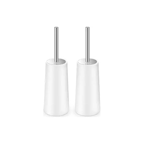 Lot de 2 brosses de WC en acier inoxydable et plastique, nettoyant réutilisable pour cuvette, accessoire salle de bain durable (1/4)