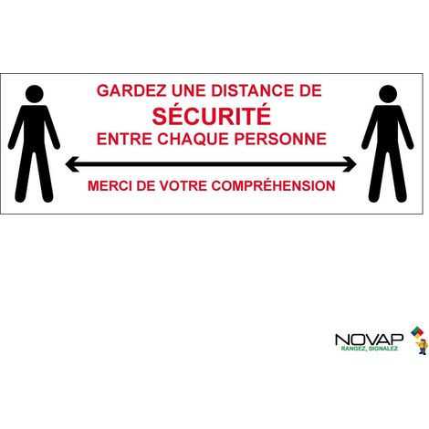 Panneau Garder une distance de sécurité - Blanc - spécial sol - 450x150 mm - 4007595