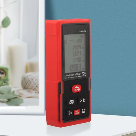 Télémètre laser, instrument de mesure laser, règle électronique infrarouge portable, laser classe II, type laser 630-670 nm, 1 mW, SW-DS70 70M, emballage en anglais. (1/5)
