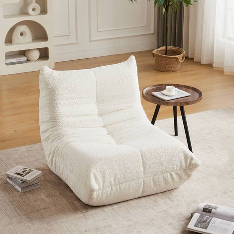 Fauteuil sol lounge style togo velours côtelé mousse mémoire sans accoudoirs salon gaming (1/5)