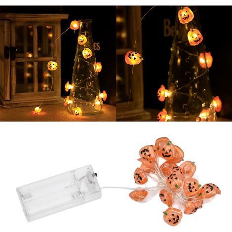 Guirlande lumineuse citrouille d'Halloween de 2 mètres et 20 lumières, idéale pour les décorations intérieures et extérieures, les fêtes effrayantes et les jardins. (1/5)